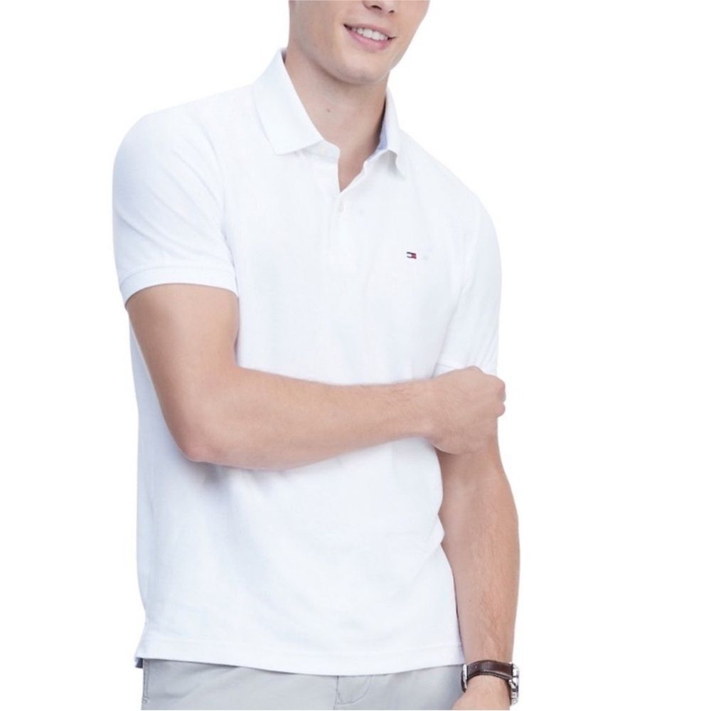 TOMMY HILFIGER | NEW White Polo Short Sleeve Shirt W/ Logo Men’s Size Large